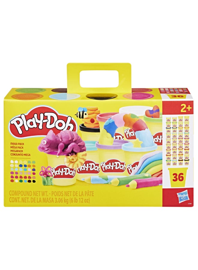 Play-Doh 36 حزمة ميغا، علب سعة 3 أونصات، هدايا حفلات وألعاب فنية وحرفية للأطفال من عمر 2 سنوات وما فوق، ألوان متنوعة، مركب تشكيل - Image 4